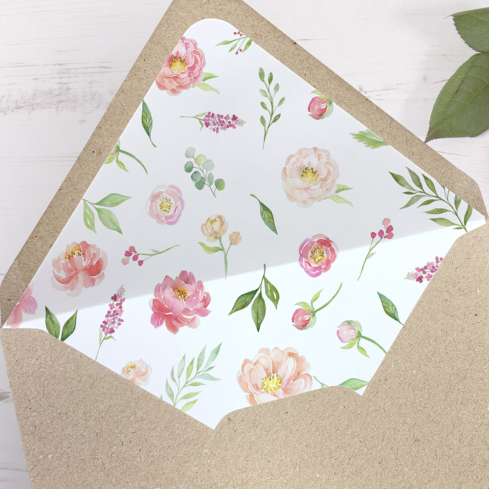 'Peony' Pocketfold Wedding Invitation