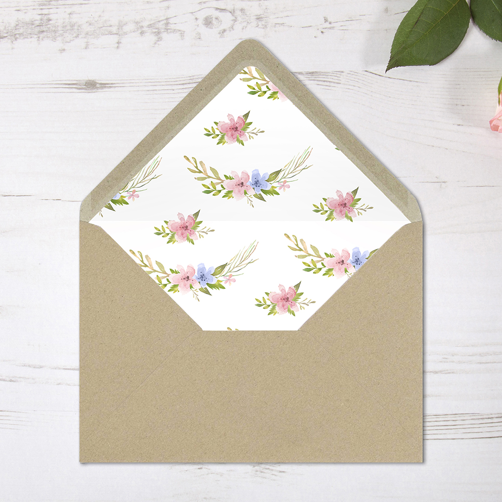 'Pretty in Blue & Pink' Printed Envelope Liner with Envelope
