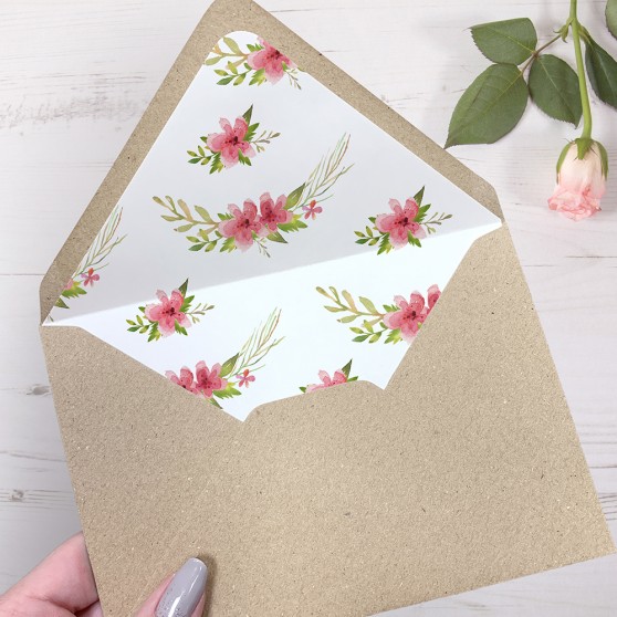 'Multi Floral' Printed Envelope Liner Sample with Envelope