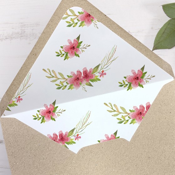 'Multi Floral' Printed Envelope Liner Sample with Envelope