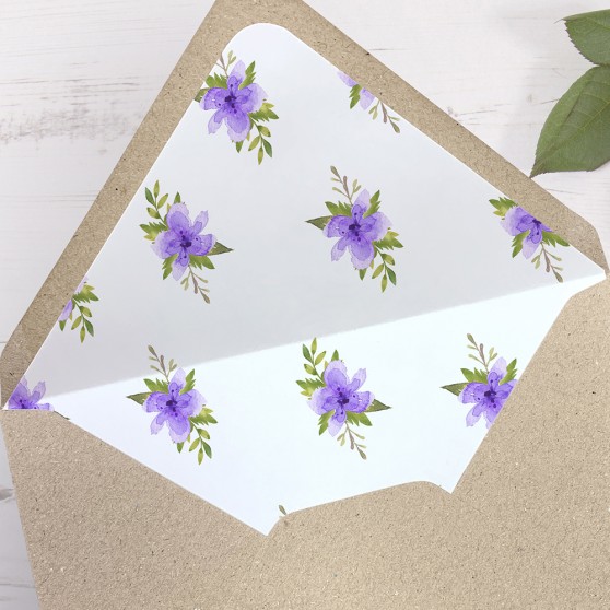 'Pretty in Purple' Printed Envelope Liner Sample with Envelope