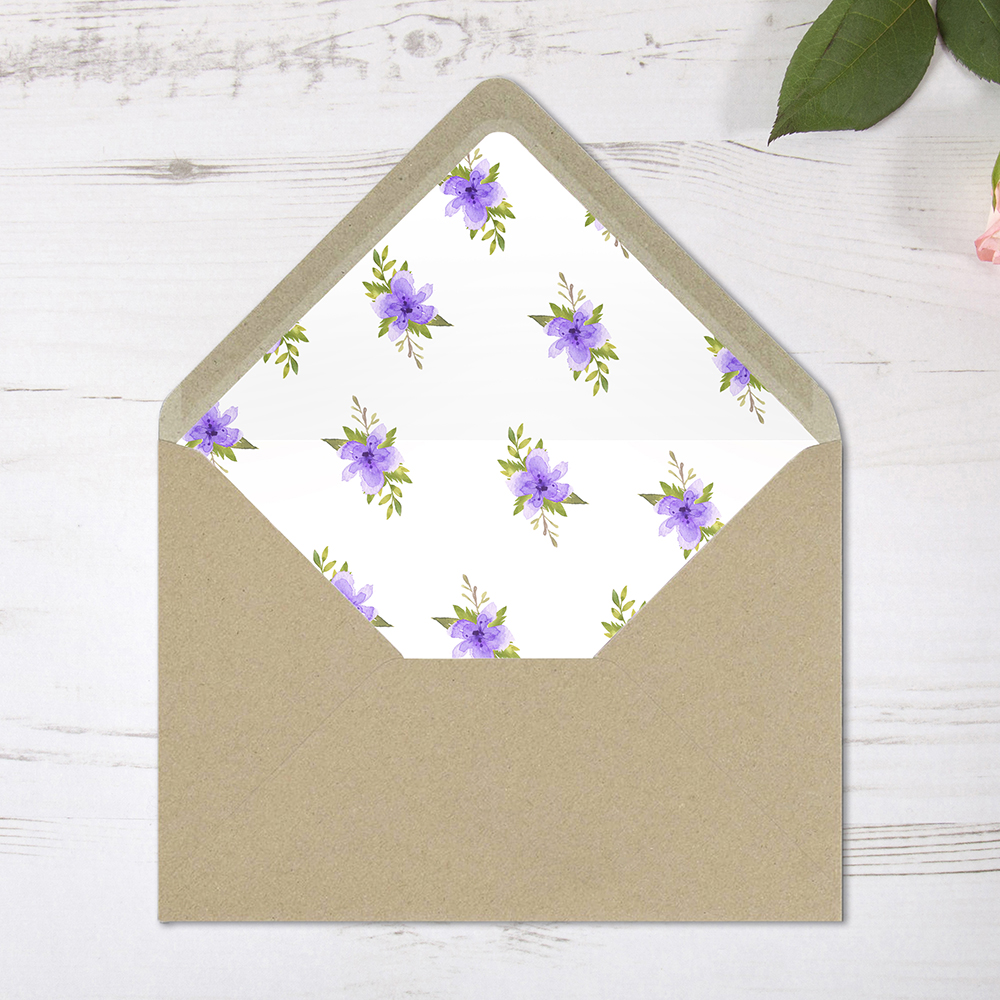 'Pretty in Purple' Printed Envelope Liner Sample with Envelope