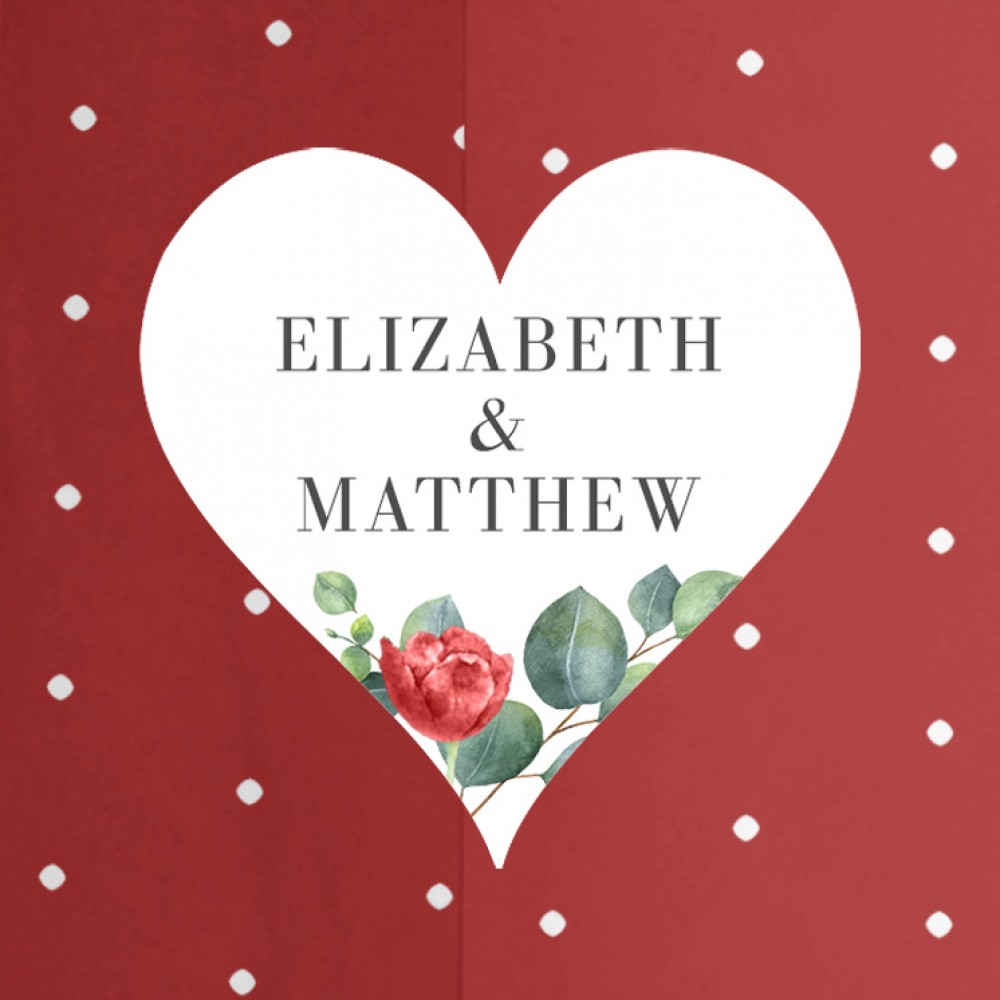 'Red Eucalyptus' Folded Wedding Invitation Sample