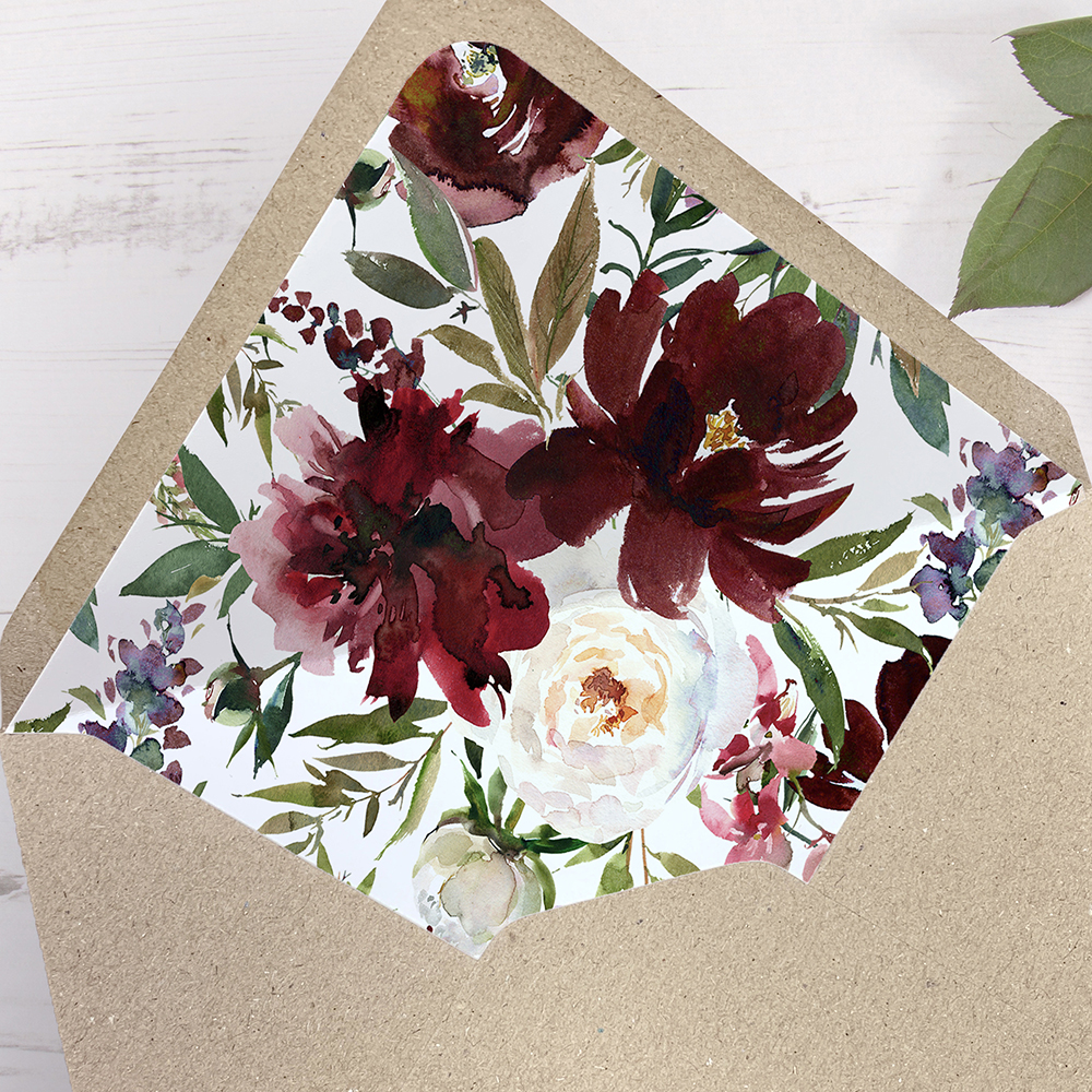 'Red Velvet' Printed Envelope Liner with Envelope