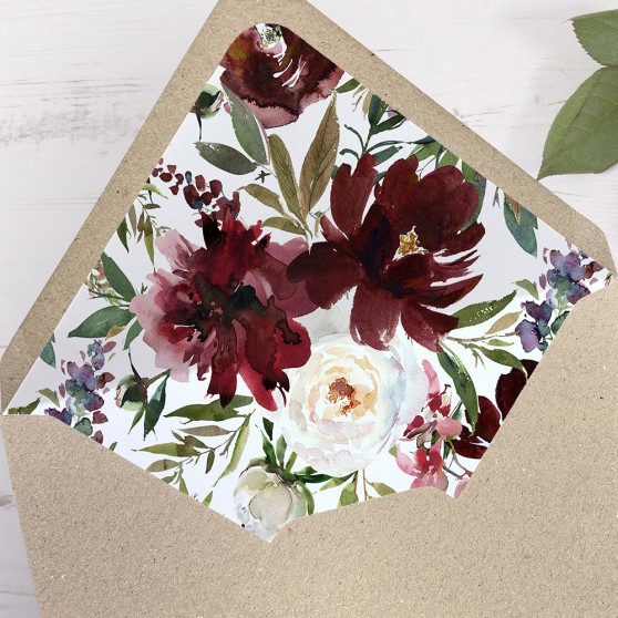 'Red Velvet' Printed Envelope Liner Sample with Envelope