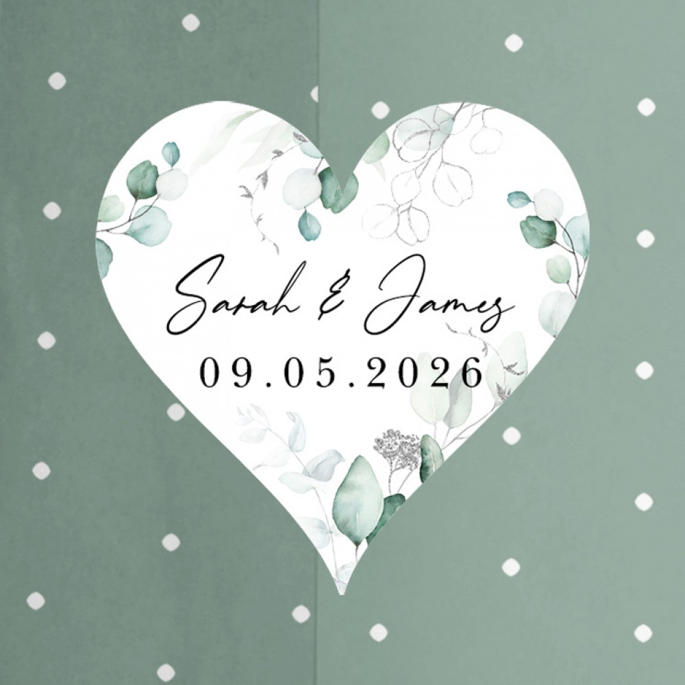 'Silver Eucalyptus' Printed Gatefold Wedding Invitation Sample
