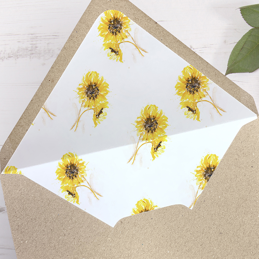 'Sunflower' Printed Envelope Liner Sample with Envelope
