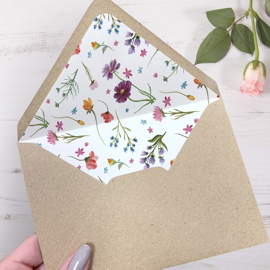 'Wild Floral' Printed Envelope Liner Sample with Envelope