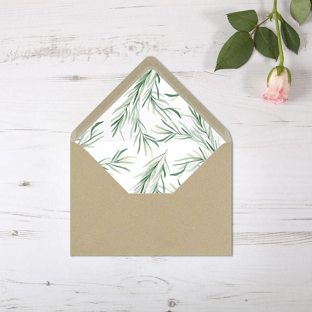 'Willow Eucalyptus' Printed Envelope Liner with Envelope