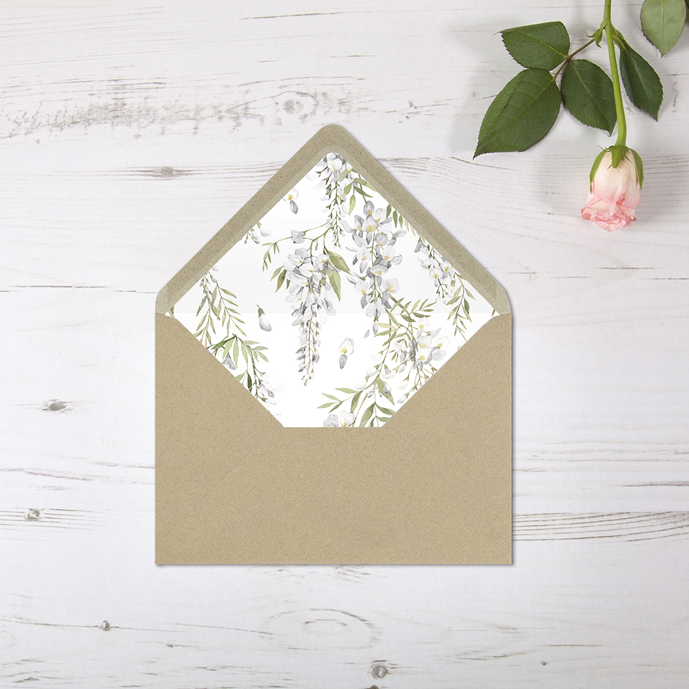 'White Wisteria' Printed Envelope Liner with Envelope