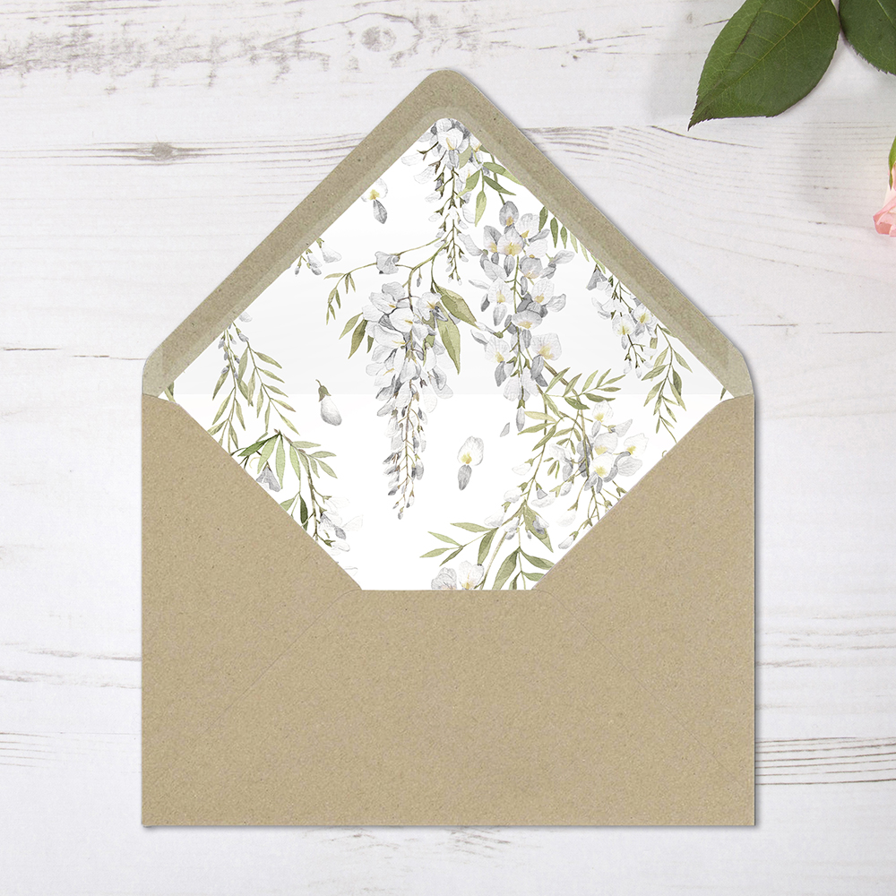 'White Wisteria' Printed Envelope Liner with Envelope