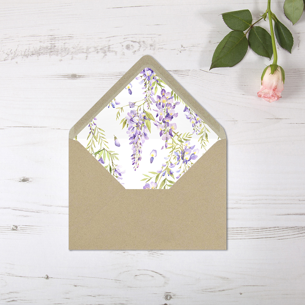 'Wisteria' Printed Envelope Liner Sample with Envelope