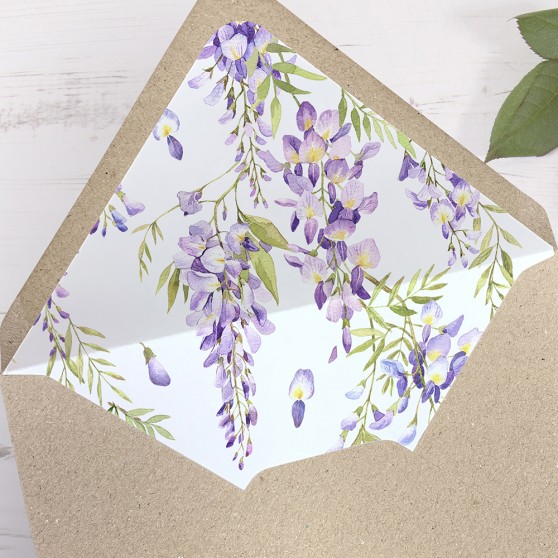 'Wisteria' Printed Envelope Liner Sample with Envelope