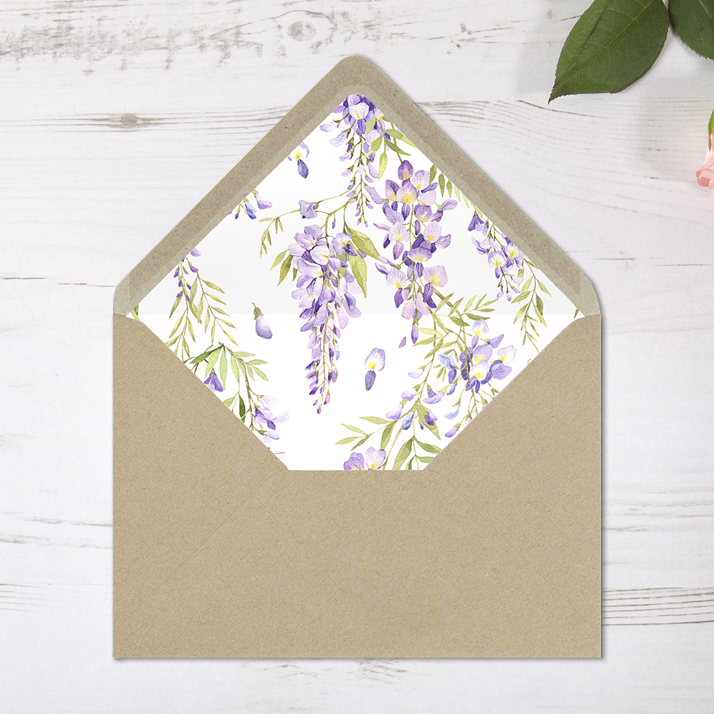 'Wisteria' Printed Envelope Liner Sample with Envelope