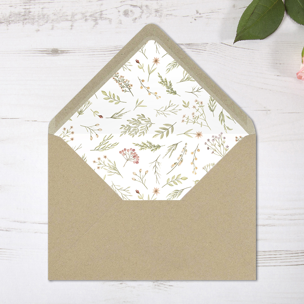 'Woodland Floral' Printed Envelope Liner with Envelope