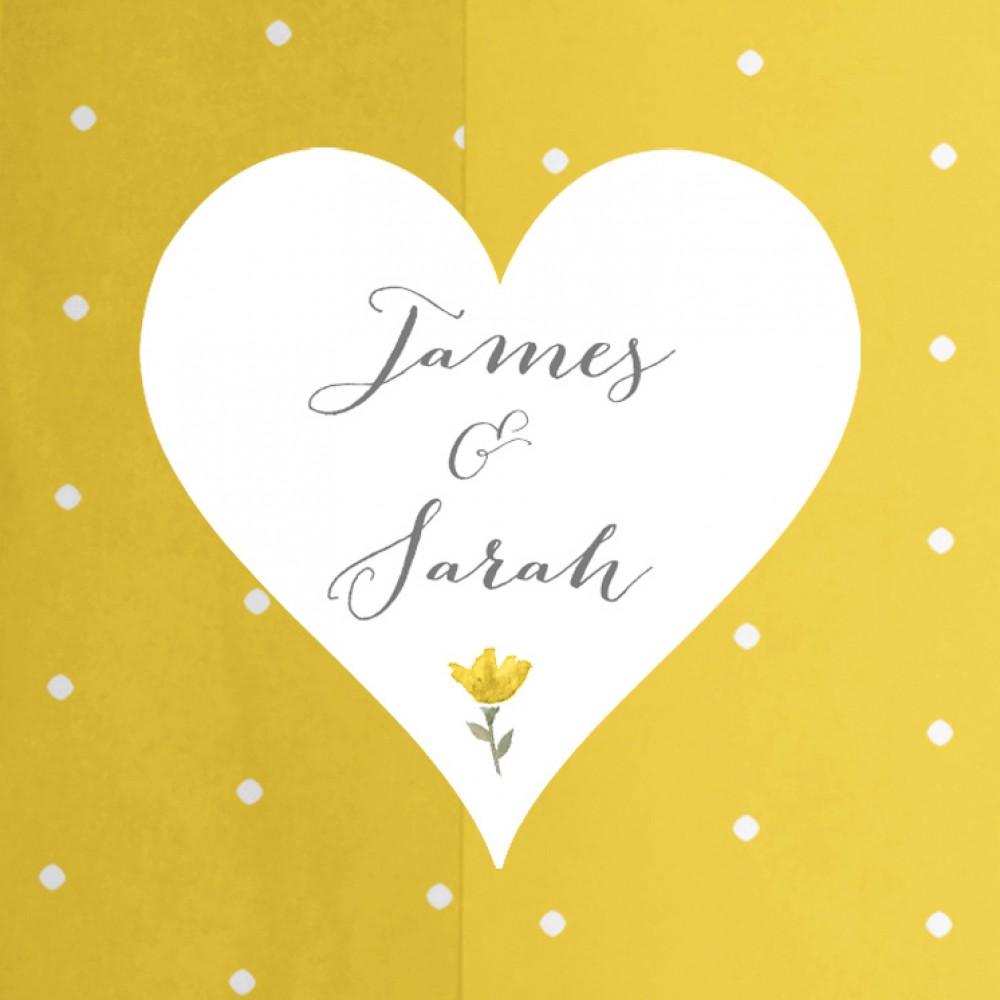 'Yellow Floral Watercolour' Hole-punched Wedding Invitation