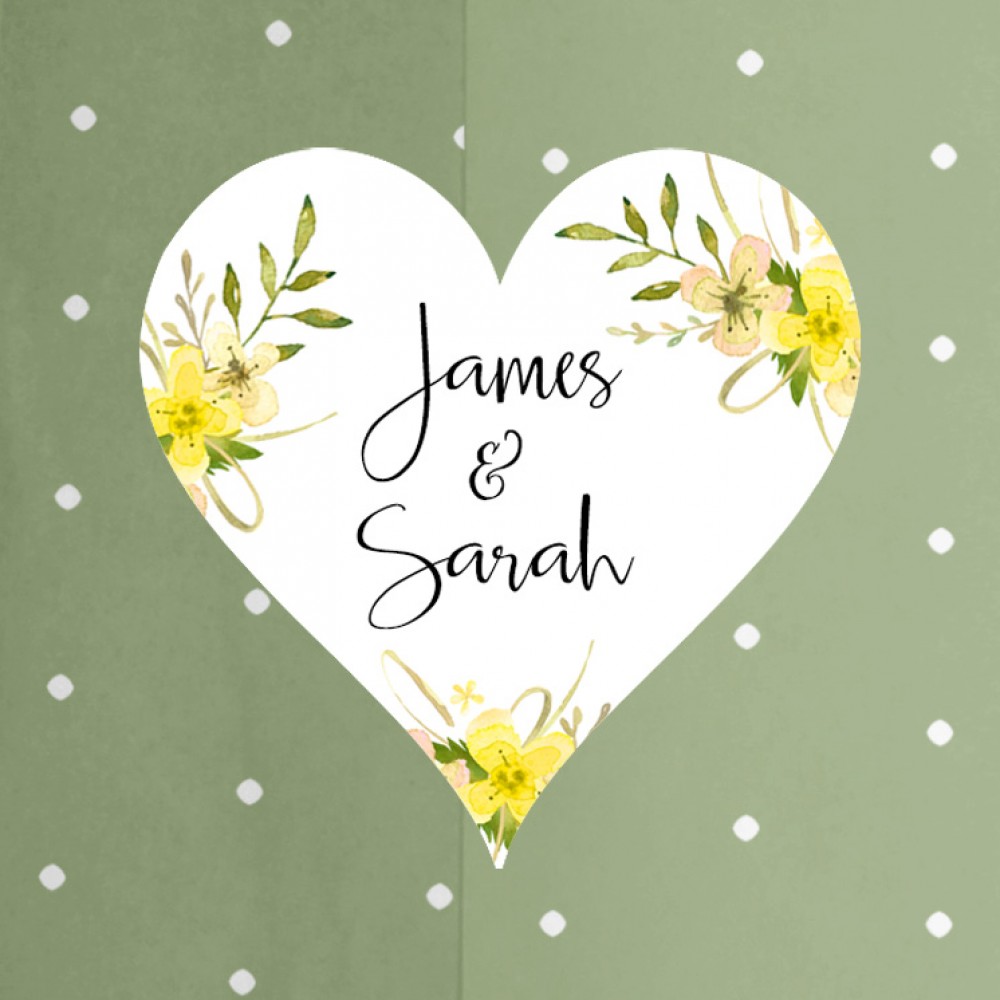 'Yellow Multi Floral Watercolour' Hole-punched Wedding Invitation Sample