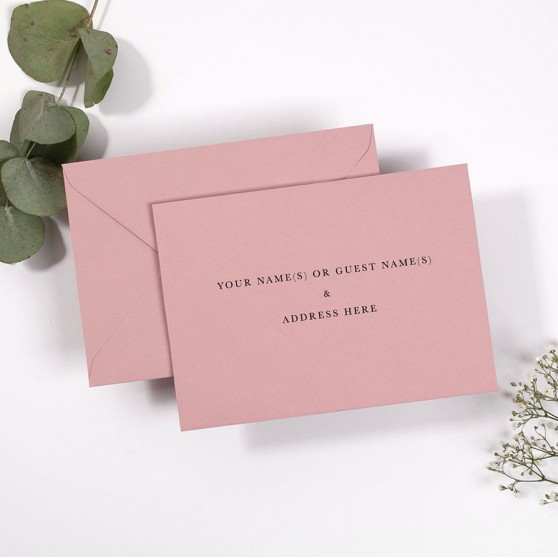 Dusky Pink Addressed Envelopes - Various Sizes