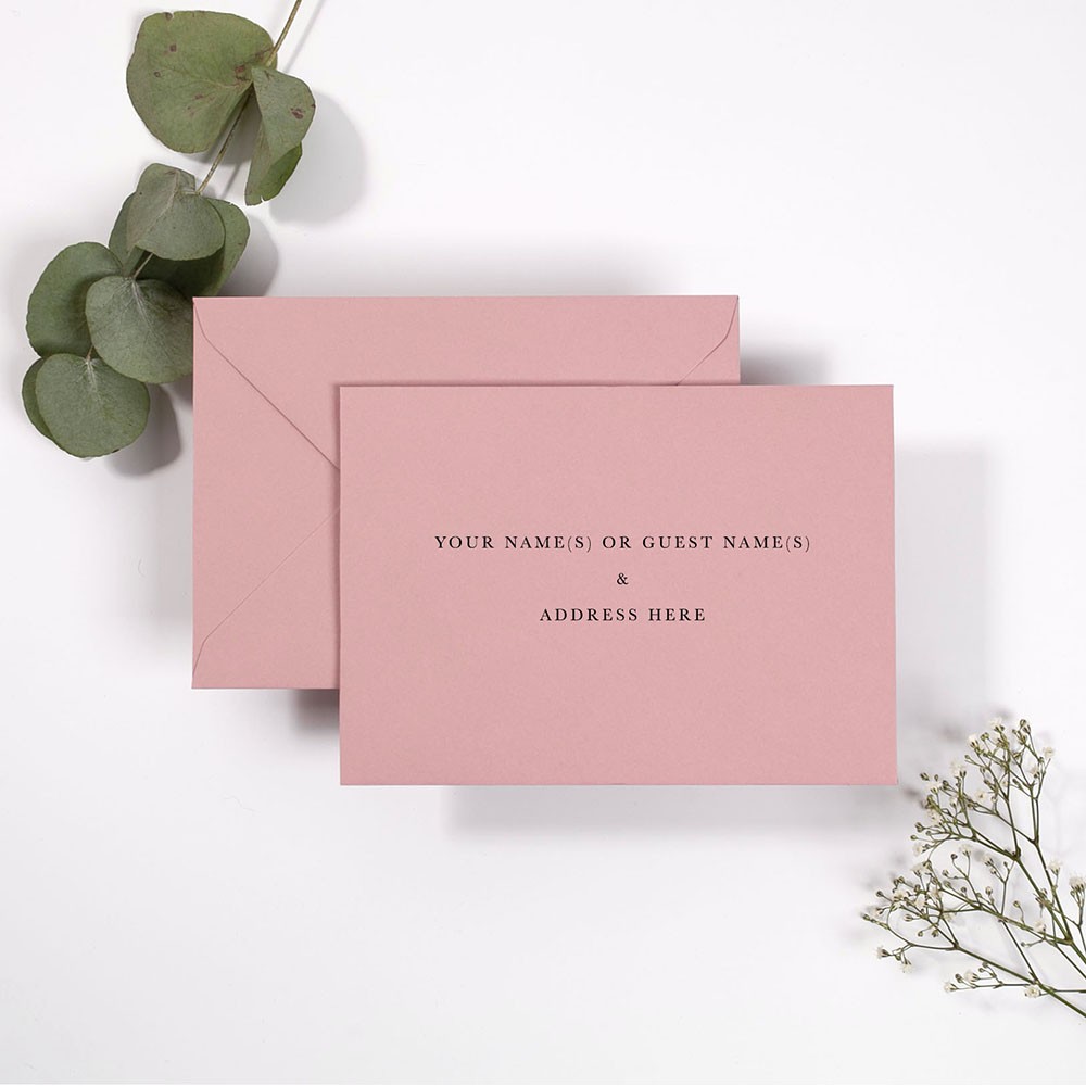 Dusky Pink Addressed Envelopes - Various Sizes