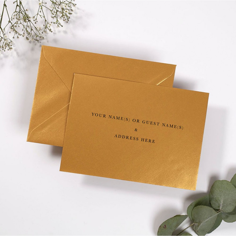 Gold Pearlescent Addressed Envelopes - Various Sizes