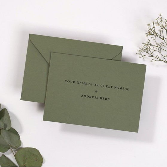 Sage Green Addressed Envelopes - Various Sizes
