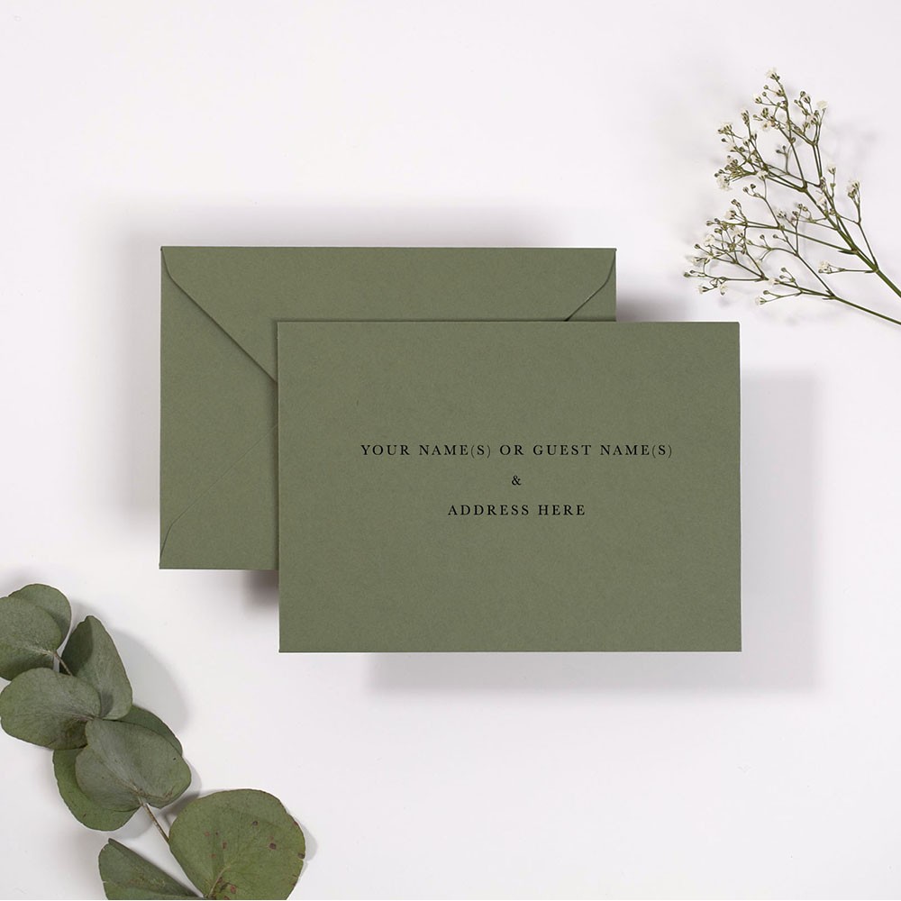 Sage Green Addressed Envelopes - Various Sizes