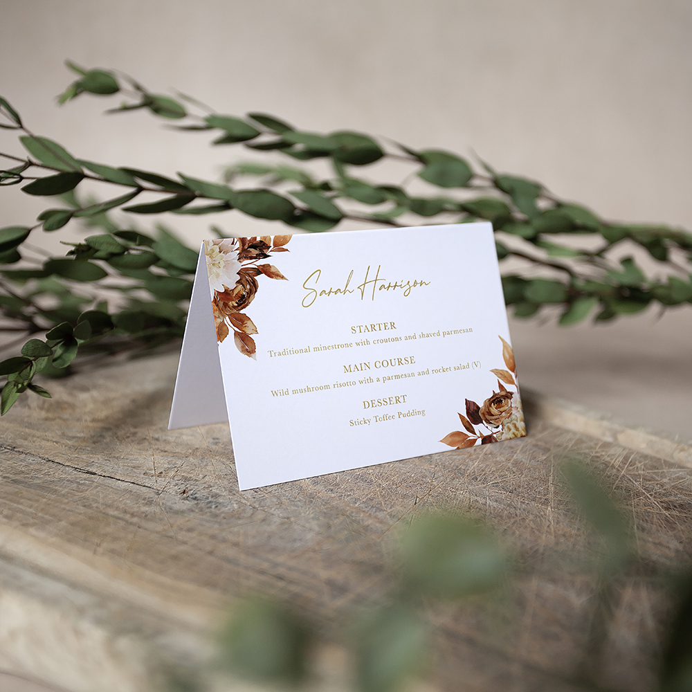 'Autumn Garden' Foil Menu Place Card