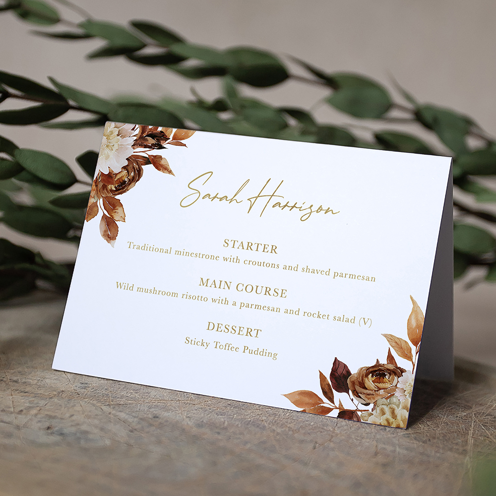 'Autumn Garden' Foil Menu Place Card