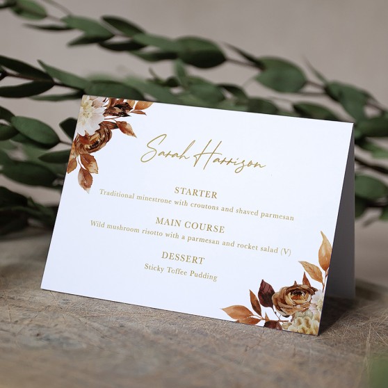 'Autumn Garden' Foil Menu Place Card