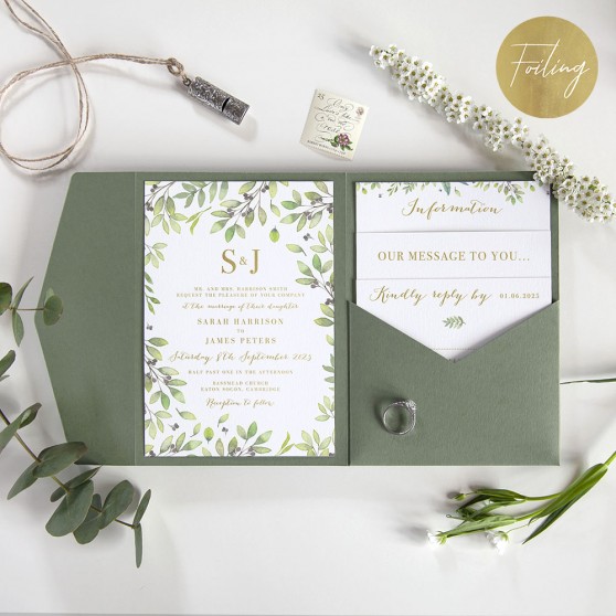 'Arabella' Foil Pocketfold Wedding Invitation