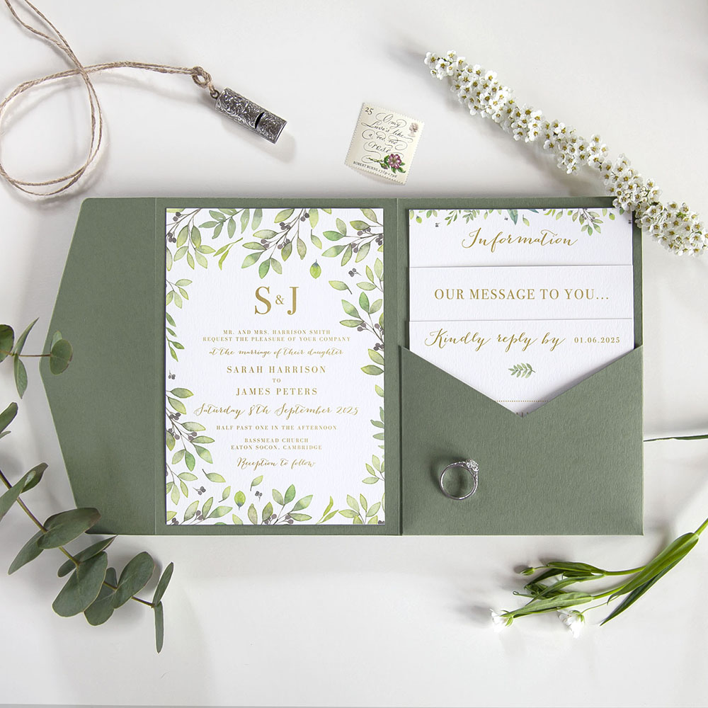 'Arabella' Foil Pocketfold Wedding Invitation