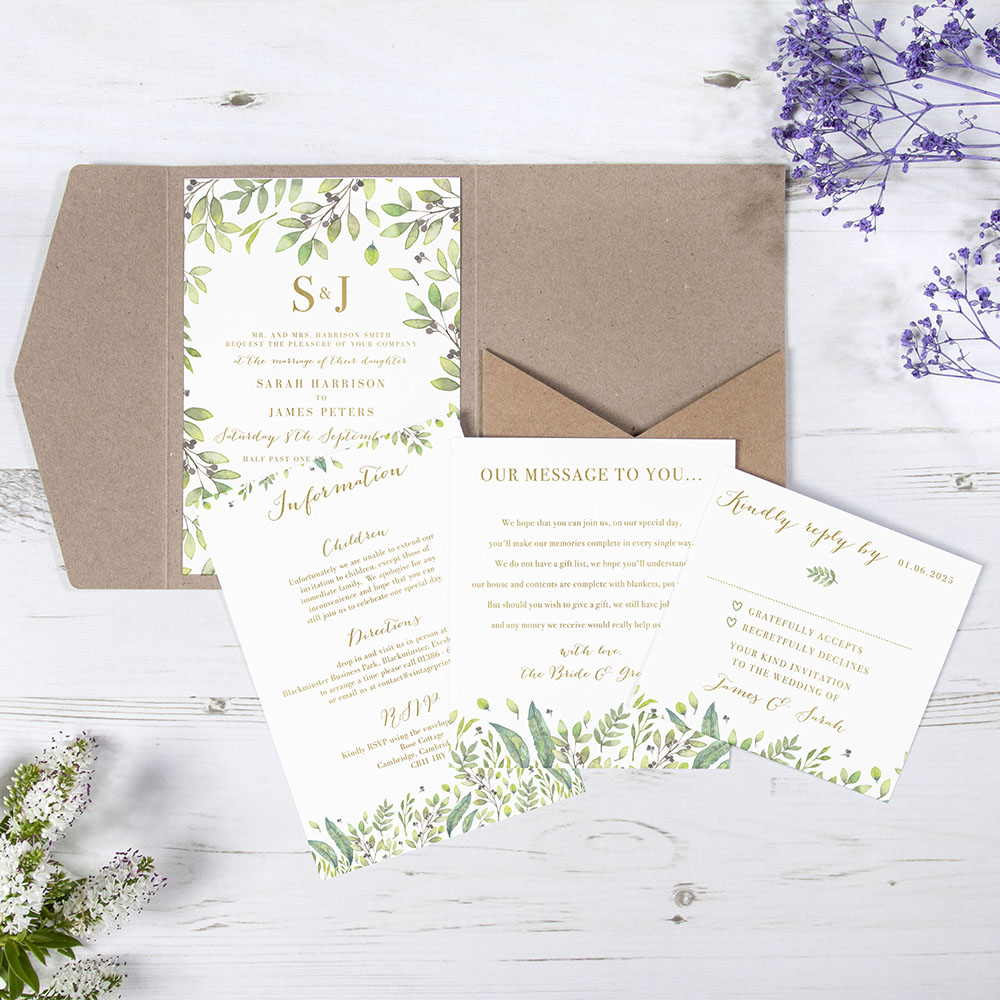'Arabella' Foil Pocketfold Wedding Invitation
