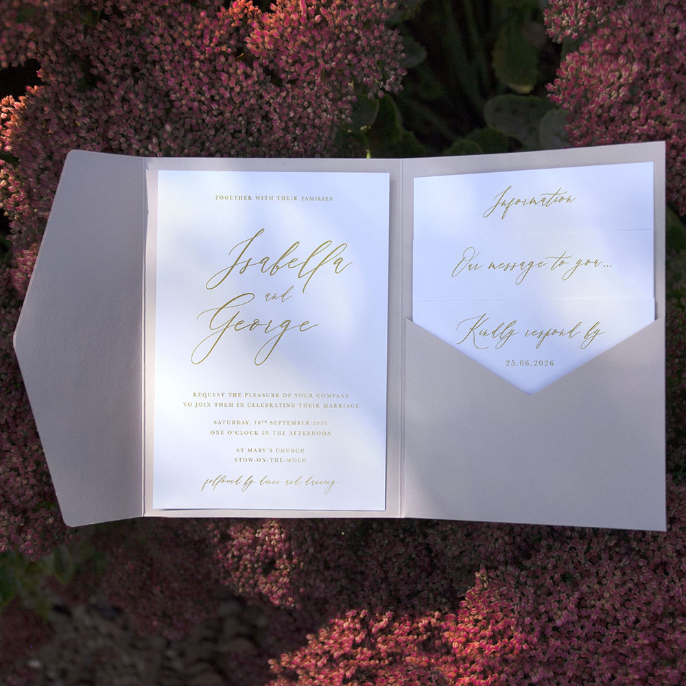 'Calligraphy 4' Foil Pocketfold Wedding Invitation