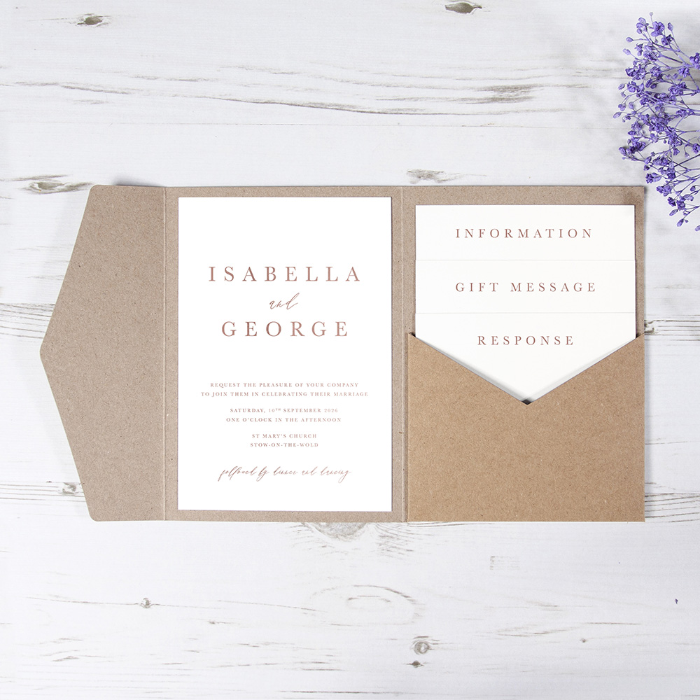 'Calligraphy 7' Foil Pocketfold Wedding Invitation