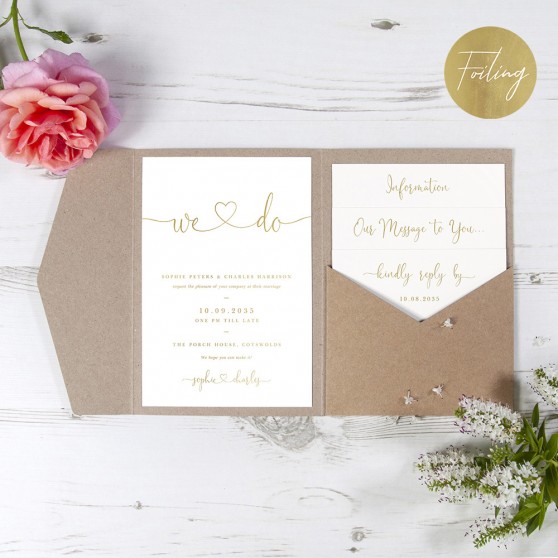 'Edward' Foil Pocketfold Wedding Invitation
