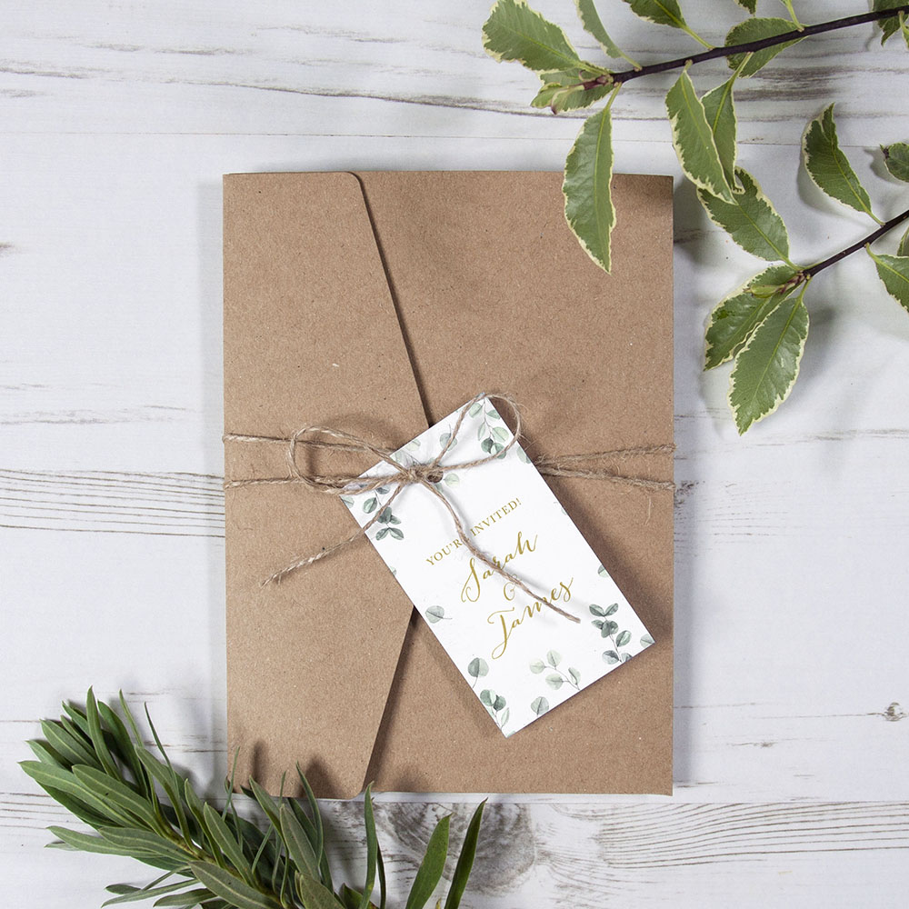 'Eucalyptus' Foil Pocketfold Wedding Invitation
