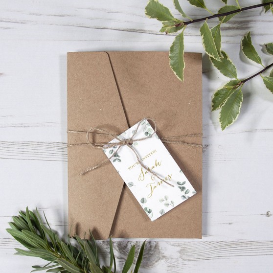 'Eucalyptus' Foil Pocketfold Wedding Invitation