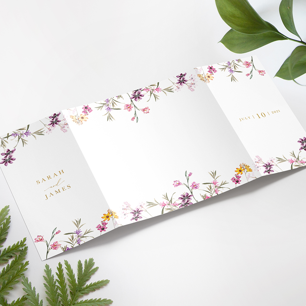 'Wild Botanical' Foil Printed Gatefold Wedding Invitation