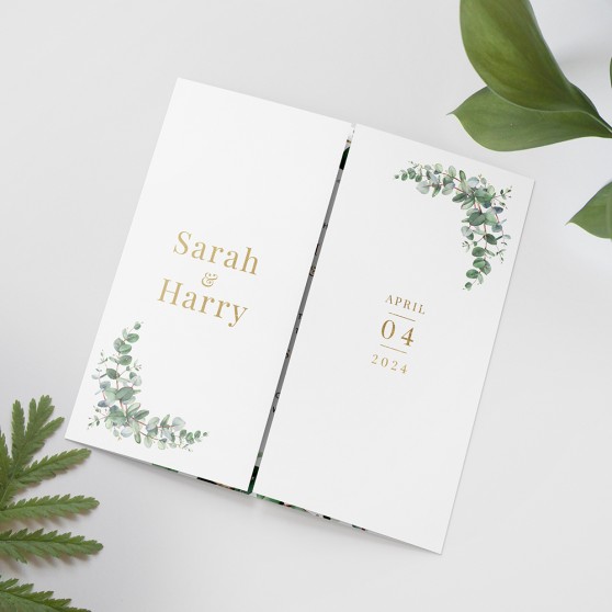 'Campagna Eucalyptus' Foil Printed Gatefold Wedding Invitation
