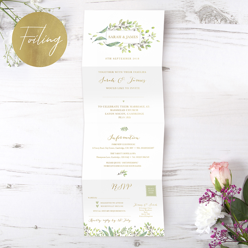 'Arabella' Folded Foil Invite Sample