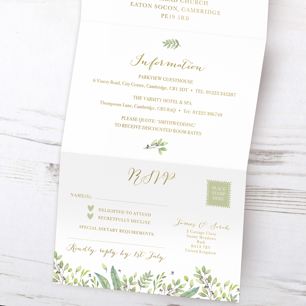 'Arabella' Folded Foil Invite Sample