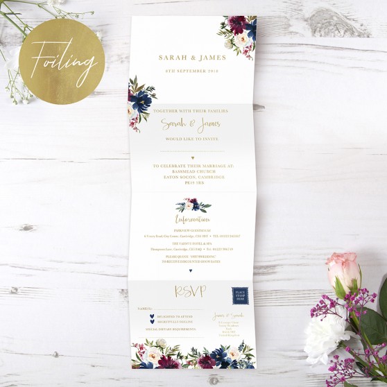 'Blue Velvet' Folded Foil Invite