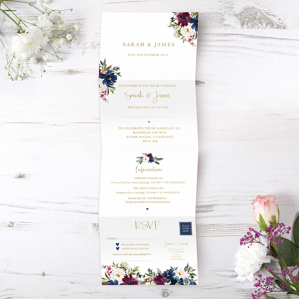 'Blue Velvet' Folded Foil Invite