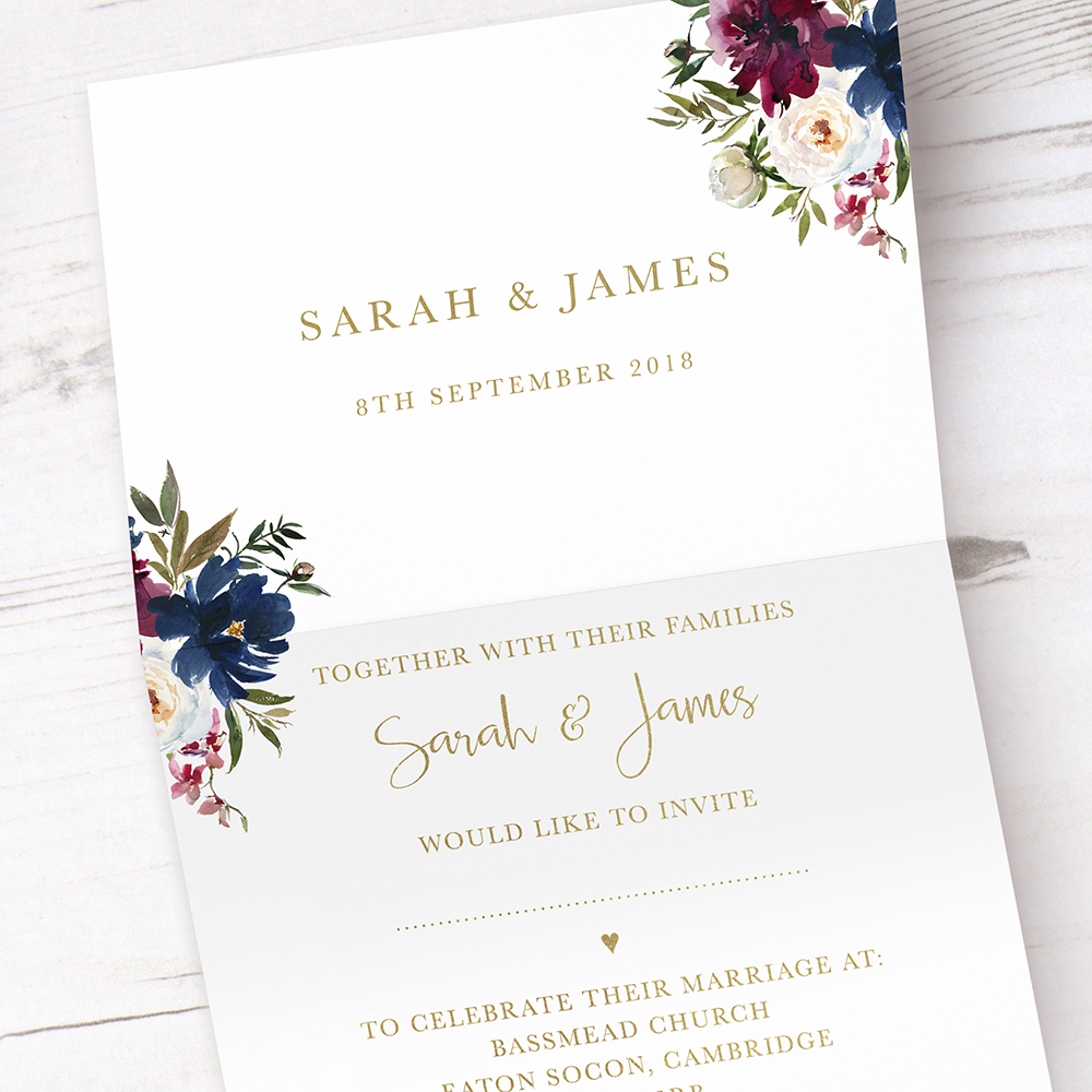 'Blue Velvet' Folded Foil Invite