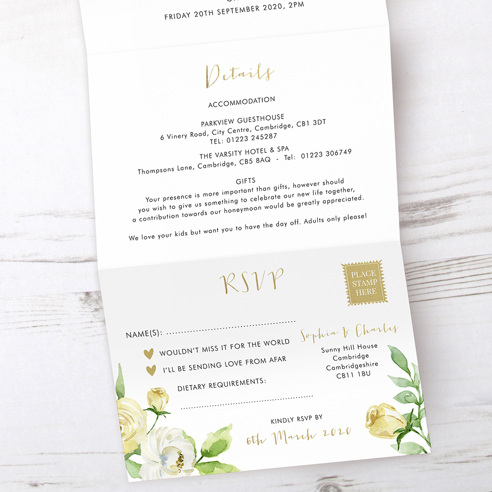 'Daphne' Folded Foil Invite