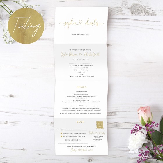 Foil Folded Wedding Invitations