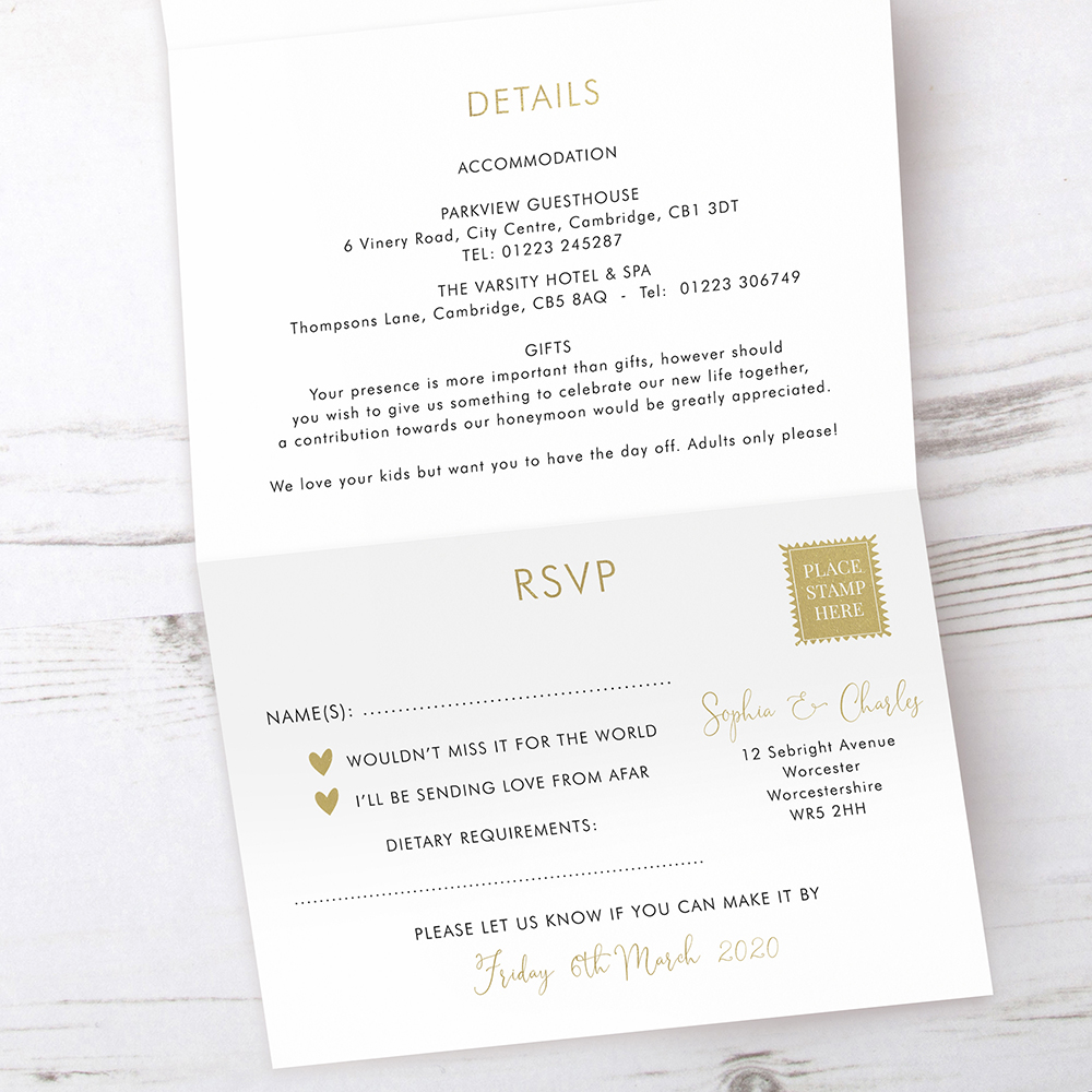 'Edward' Folded Foil Invite