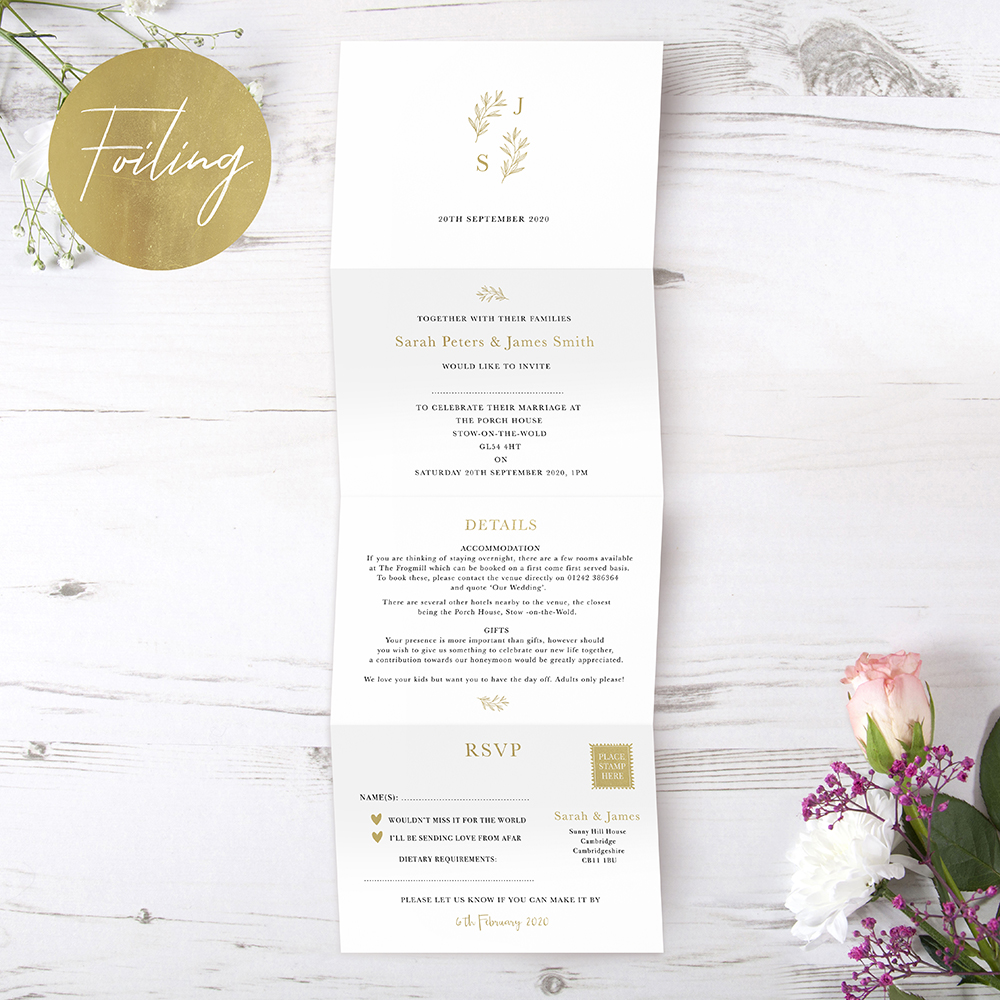 'Florence' Folded Foil Invite Sample