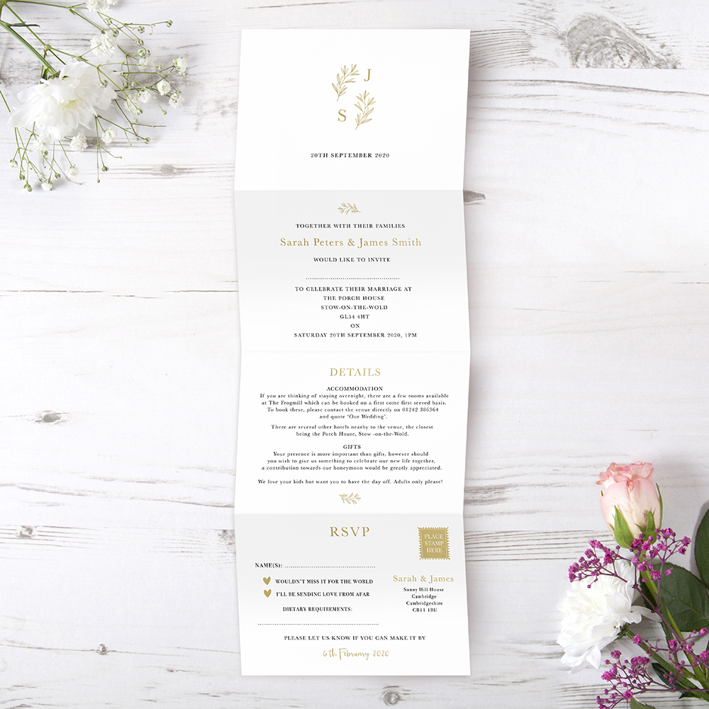 'Florence' Folded Foil Invite Sample
