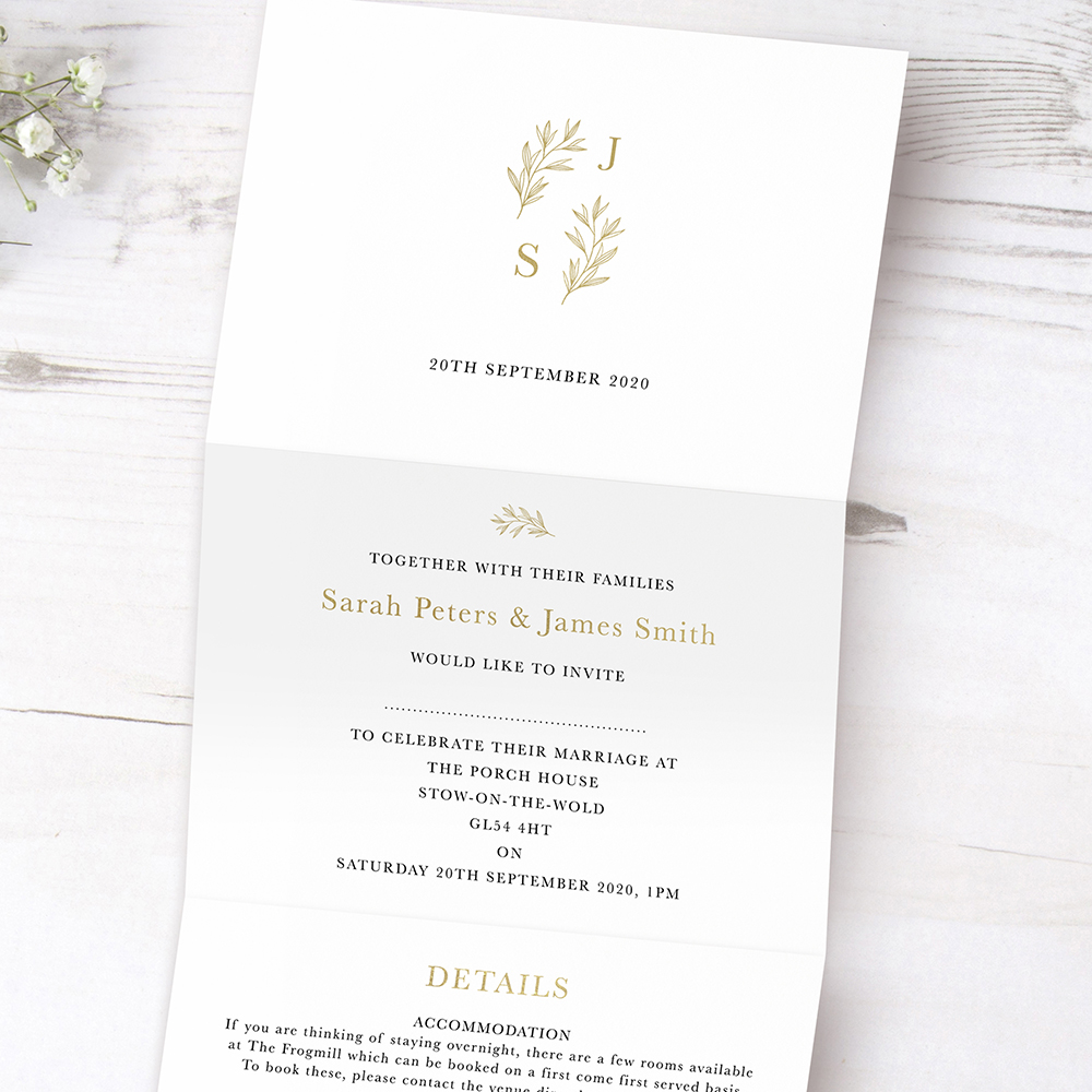 'Florence' Folded Foil Invite Sample